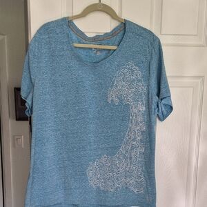 ❤️BUNDLE ITEM❤️ Reel Legends Light Blue Wave Graphic V-Neck Tee Size 1X